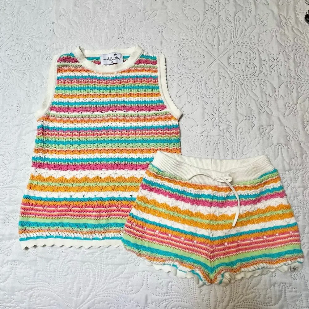 Love & Grow Retro Stripe Knit Tank Set Size 7/8